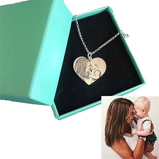 Picture of Personalized Heart Photo Pendant Necklace in 925 Sterling Silver - Customize With Any Photo | Custom Photo Necklace in 925 Sterling Silver