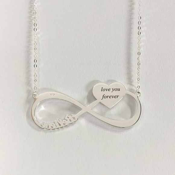 Picture of Personalized Heart Pendant Photo Infinity Necklace in 925 Sterling Silver - Customize With Any Photo | Custom Photo Necklace in 925 Sterling Silver