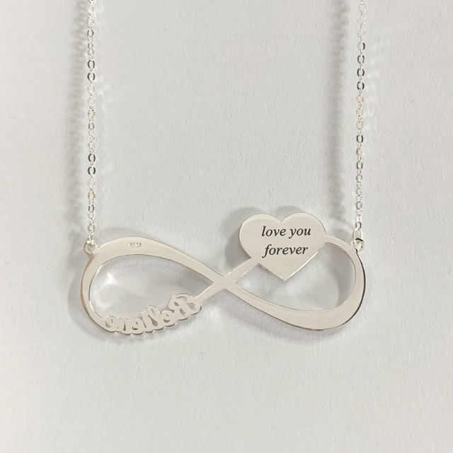 Picture of Personalized Heart Pendant Photo Infinity Necklace in 925 Sterling Silver - Customize With Any Photo | Custom Photo Necklace in 925 Sterling Silver