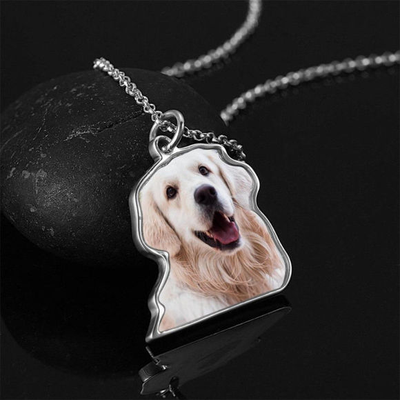 Picture of Personalized Photo Necklace Perfect Gift Necklace Platinum Plated Silver in 925 Sterling Silver - Customize With Any Photo | Custom Photo Necklace in 925 Sterling Silver