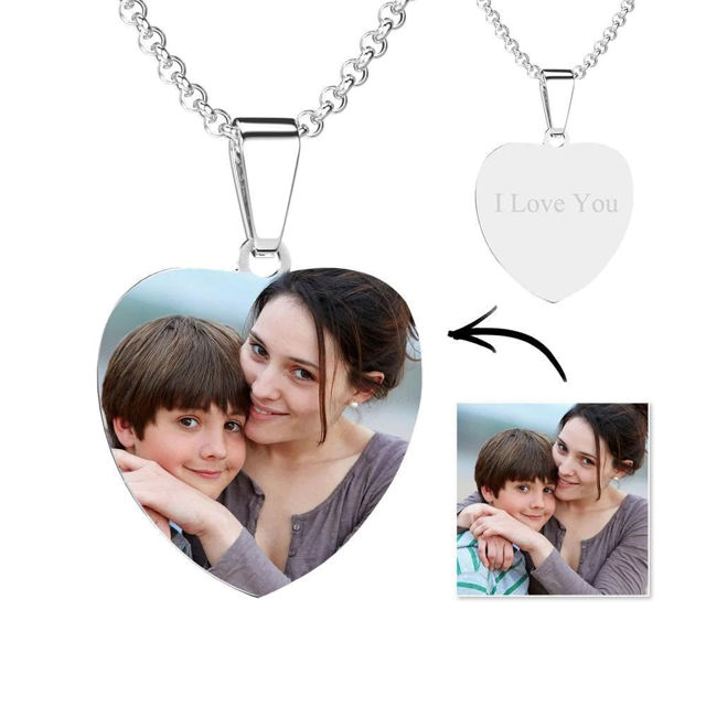 Picture of Personalized  Christmas Photo Necklace in Stainless Steel - Customize With Any Photo | Custom Heart Photo Necklace in Stainless Steel Love Gifts