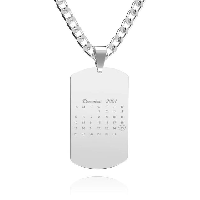 Picture of Personalized Best Gifts Christmas Necklace Stainless Steel Calendar Photo Necklace - Customize With Any Photo | Custom Heart Photo Necklace in Stainless Steel Love Gifts