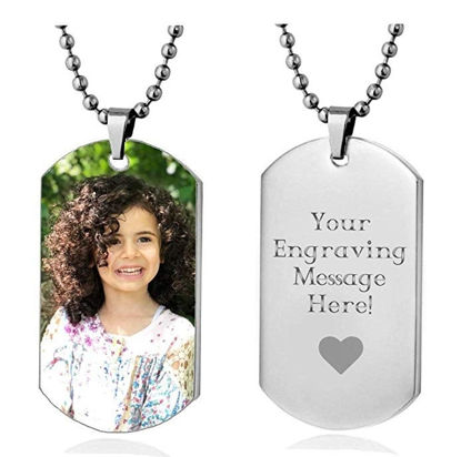 Picture of Personalized Custom Photo High Polished Color Engraved Dog Tag Necklace - Customize With Any Photo | Custom Heart Photo Necklace in Stainless Steel Love Gifts