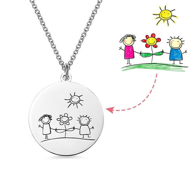 Picture of Personalized Graffiti Disc Necklace in 925 Sterling Silver  - Customize With Any Photo | Custom Photo Necklace in 925 Sterling Silver Love Gifts