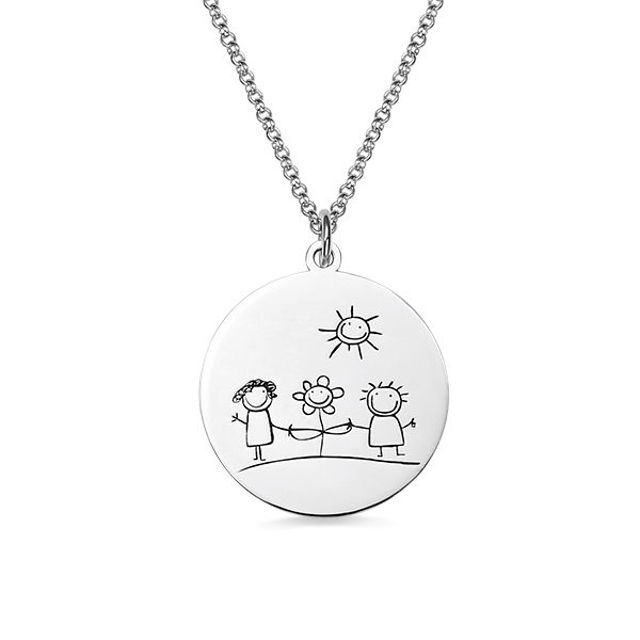 Picture of Personalized Graffiti Disc Necklace in 925 Sterling Silver  - Customize With Any Photo | Custom Photo Necklace in 925 Sterling Silver Love Gifts