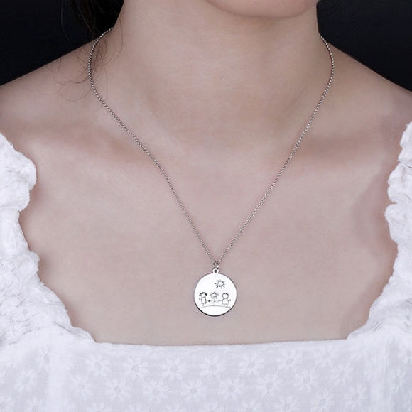 Picture of Personalized Graffiti Disc Necklace in 925 Sterling Silver  - Customize With Any Photo | Custom Photo Necklace in 925 Sterling Silver Love Gifts