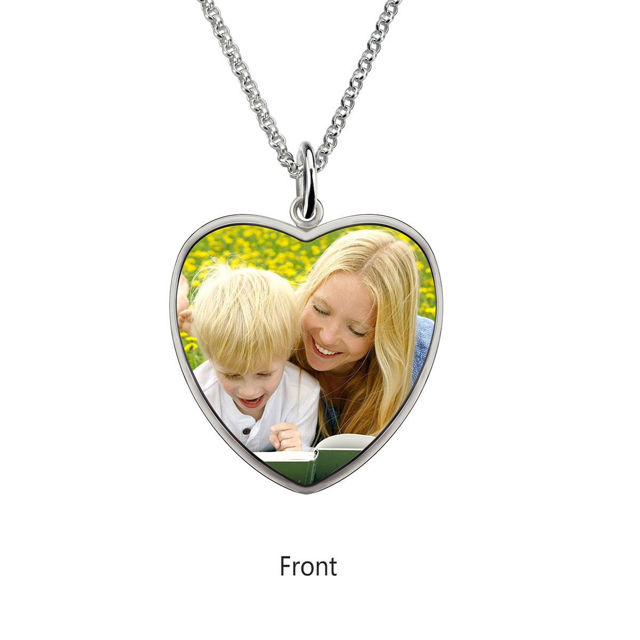 Picture of Personalized Heart Engraved Epoxy Color Photography Necklace Stainless Steel   - Customize With Any Photo | Custom Photo Necklace Stainless Steel