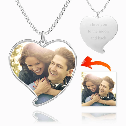 Picture of Personalized Engraved Heart Tag Photo Necklace Stainless Steel   - Customize With Any Photo | Custom Photo Necklace Stainless Steel