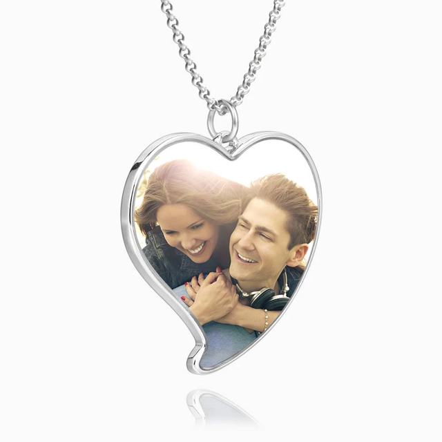 Picture of Personalized Engraved Heart Tag Photo Necklace Stainless Steel   - Customize With Any Photo | Custom Photo Necklace Stainless Steel