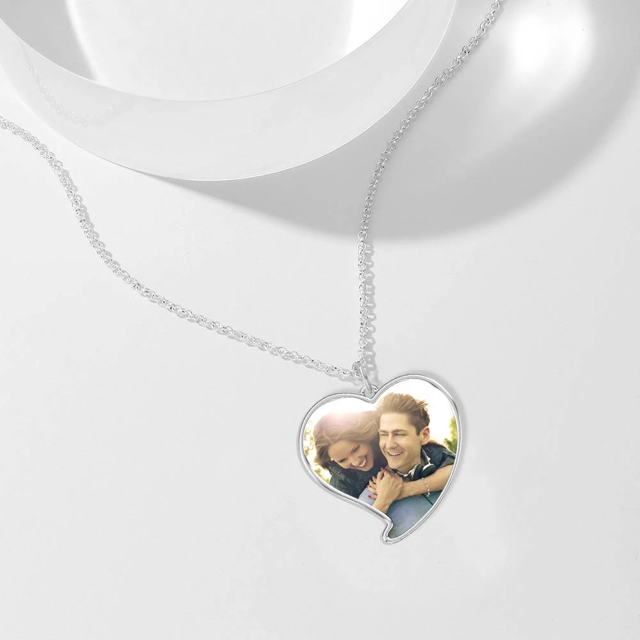 Picture of Personalized Engraved Heart Tag Photo Necklace Stainless Steel   - Customize With Any Photo | Custom Photo Necklace Stainless Steel