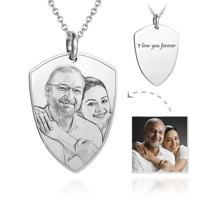 Picture of Personalized 925 Sterling Silver Father's Day Gift - Engraved Photo Necklace  - Customize With Any Photo | Custom Photo Necklace in 925 Sterling Silver