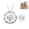 Picture of Personalized Engraved Heart Pendant Photo Necklace With Round Name Disc In 925 Sterling Silver - Engraved Photo Necklace  - Customize With Any Photo | Custom Photo Necklace in 925 Sterling Silver