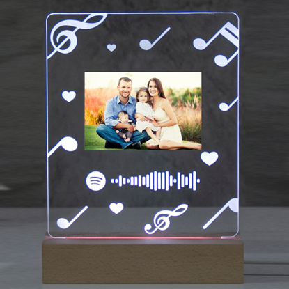 Picture of Personalized Family Photo Night Light With Scannable Spotify Code With Musical Note for Music Lovers | Best Gifts Idea for Birthday, Thanksgiving, Christmas etc.