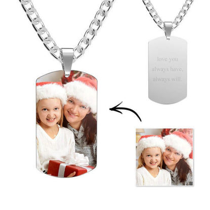 Picture of Personalized Men's Photo Tag Necklace With Engraving Stainless Steel Christmas Gifts - Engraved Photo Necklace  - Customize With Any Photo | Custom Photo Necklace in Stainless Steel