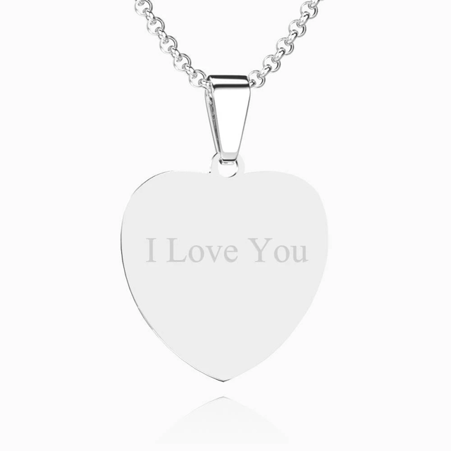 Picture of Personalized 925 Sterling Silver Photo Heart Tag Necklace Engraved Pendant - Engraved Photo Necklace - Customize With Any Photo | Custom Photo Necklace in 925 Sterling Silver