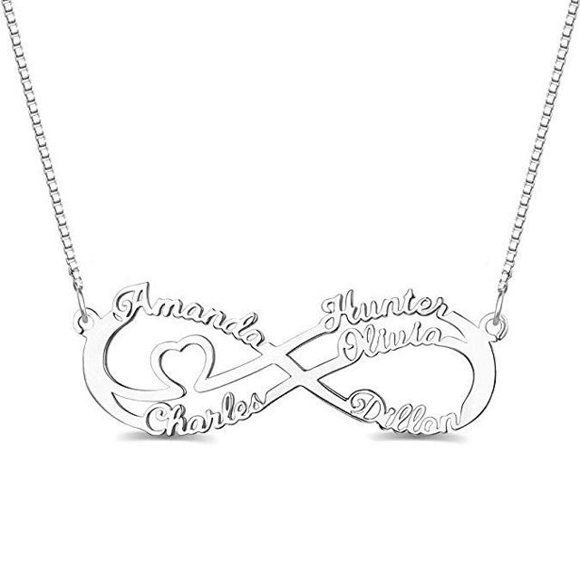 Picture of Personalized Infinity Sterling Silver Necklace - Customize With Any Name or Birthstone | Custom Name Necklace 925 Sterling Silver