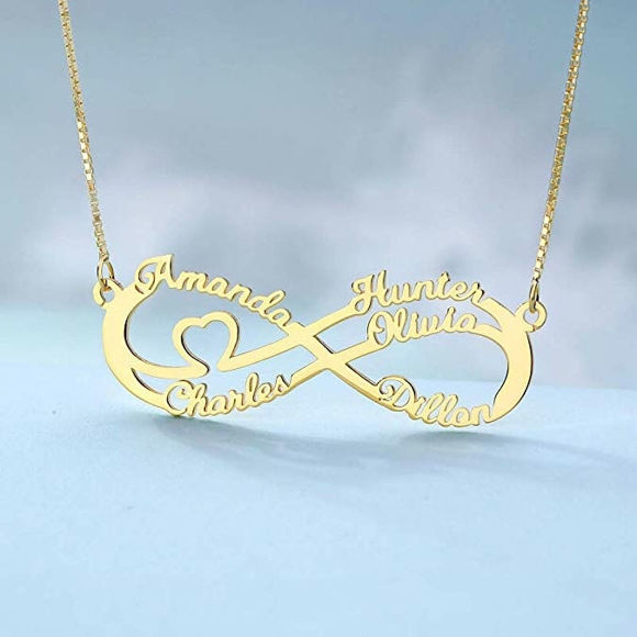 Picture of Personalized Infinity Sterling Silver Necklace - Customize With Any Name or Birthstone | Custom Name Necklace 925 Sterling Silver