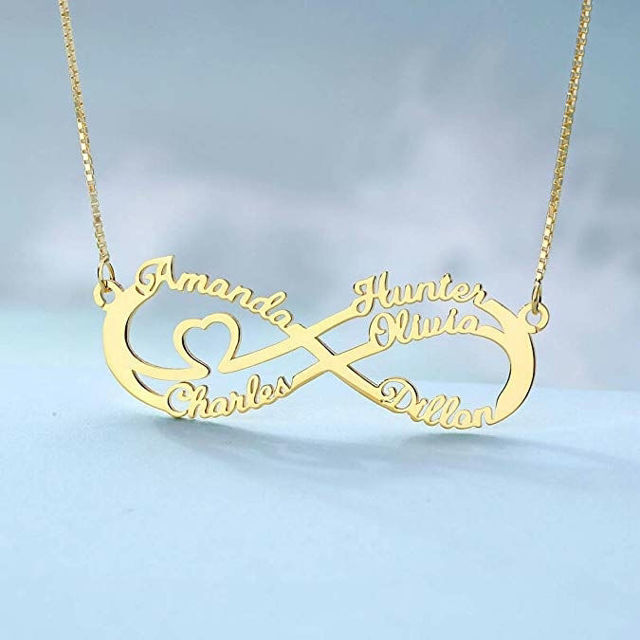 Picture of Personalized Infinity Sterling Silver Necklace - Customize With Any Name or Birthstone | Custom Name Necklace 925 Sterling Silver