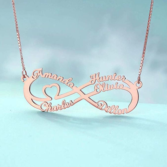 Picture of Personalized Infinity Sterling Silver Necklace - Customize With Any Name or Birthstone | Custom Name Necklace 925 Sterling Silver