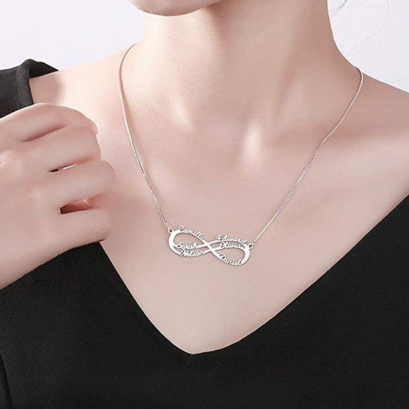 Picture of Infinity Sterling Silver Personalized Necklace  Made Any Name - Customize With Any Name or Birthstone | Custom Name Necklace 925 Sterling Silver