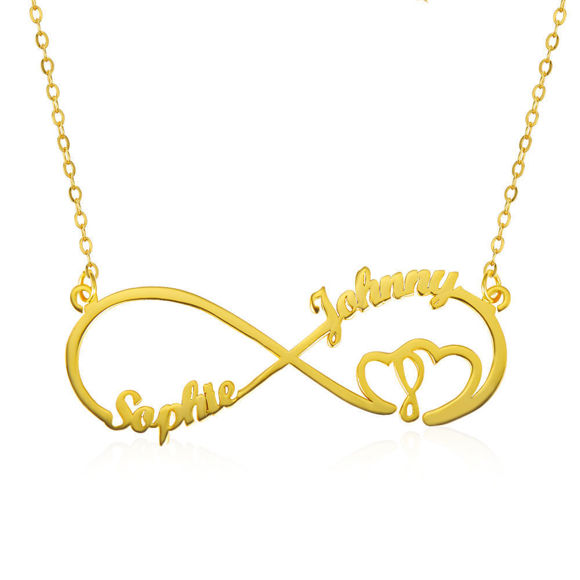Picture of Infinity Heart In Heart 2 Names Necklace Sterling  - Customize With Any Name or Birthstone | Custom Name Necklace 925 Sterling Silver