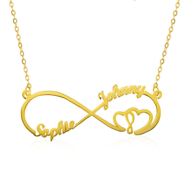 Picture of Infinity Heart In Heart 2 Names Necklace Sterling  - Customize With Any Name or Birthstone | Custom Name Necklace 925 Sterling Silver