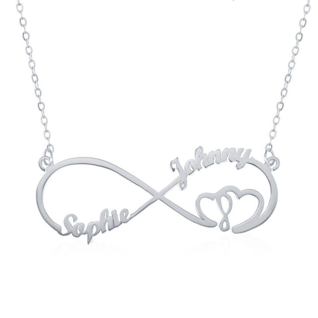 Picture of Infinity Heart In Heart 2 Names Necklace Sterling  - Customize With Any Name or Birthstone | Custom Name Necklace 925 Sterling Silver