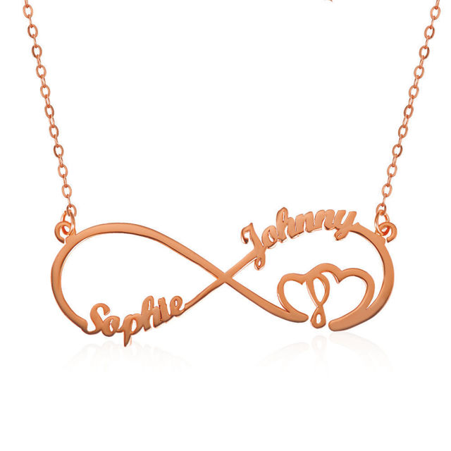 Picture of Infinity Heart In Heart 2 Names Necklace Sterling  - Customize With Any Name or Birthstone | Custom Name Necklace 925 Sterling Silver