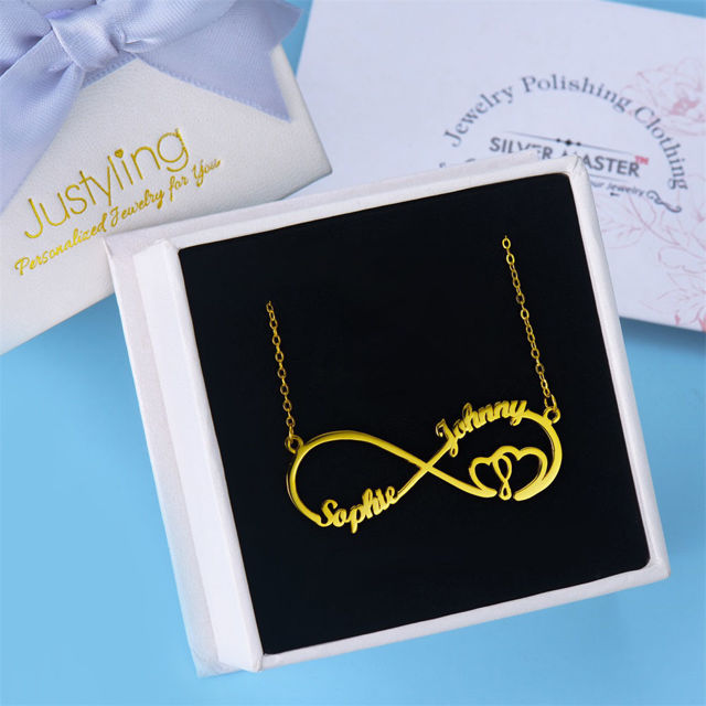 Picture of Infinity Heart In Heart 2 Names Necklace Sterling  - Customize With Any Name or Birthstone | Custom Name Necklace 925 Sterling Silver