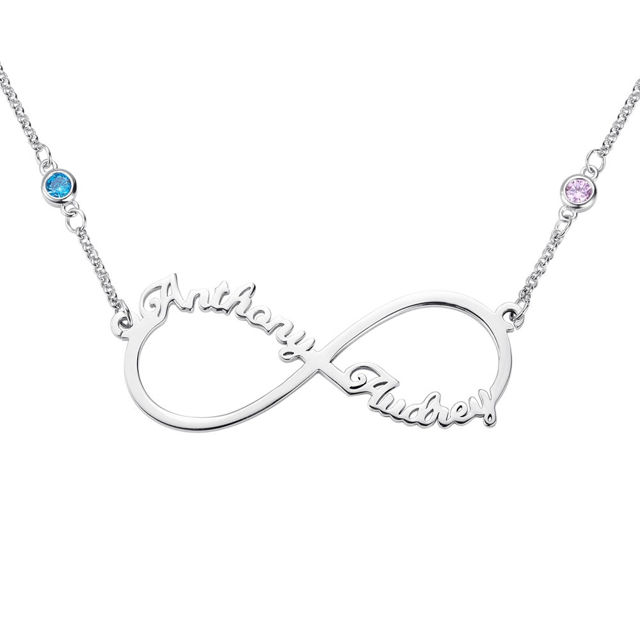 Picture of Personalized Infinity Two Name Necklace - Customize With Any Name or Birthstone | Custom Name Necklace 925 Sterling Silver