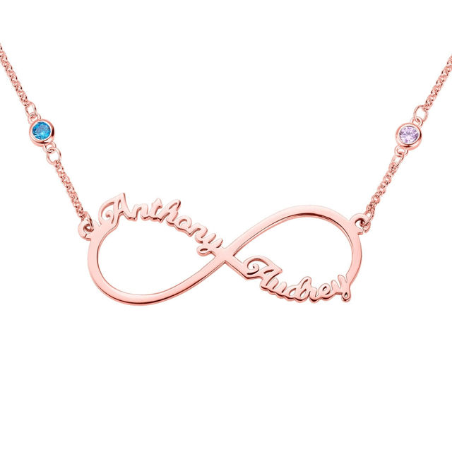 Picture of Personalized Infinity Two Name Necklace - Customize With Any Name or Birthstone | Custom Name Necklace 925 Sterling Silver