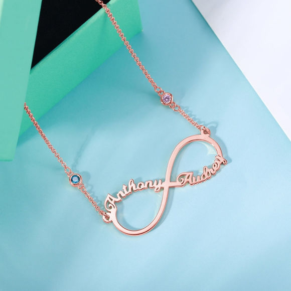 Picture of Personalized Infinity Two Name Necklace - Customize With Any Name or Birthstone | Custom Name Necklace 925 Sterling Silver