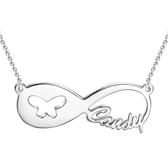 Picture of Butterfly Infinity Name Necklace - Customize With Any Name or Birthstone | Custom Name Necklace 925 Sterling Silver