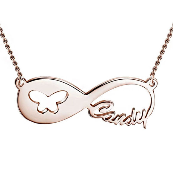 Picture of Butterfly Infinity Name Necklace - Customize With Any Name or Birthstone | Custom Name Necklace 925 Sterling Silver