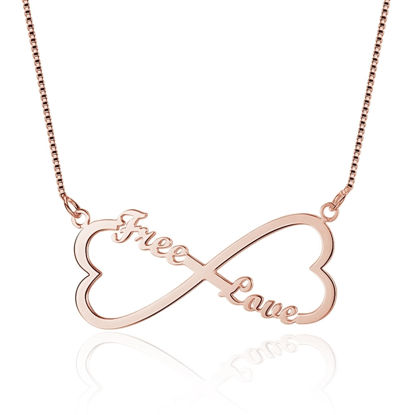 Picture of Double Heart Shape Infinity Custom Name Necklace in 925 Sterling Silver - Customize With Any Name or Birthstone | Custom Name Necklace 925 Sterling Silver
