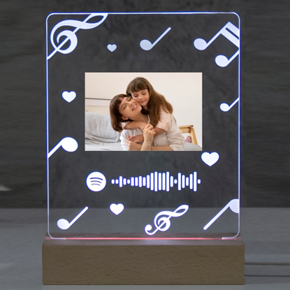 Picture of Personalized Photo Night Light With Scannable Spotify Code With Musical Note for Music Lovers | Personalized Gift for Mother's Day, Birthday, Thanksgiving, Christmas etc.