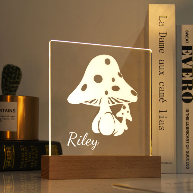 Picture of Mushroom Night Light | Personalized It With Your Kid's Name | Best Gifts Idea for Birthday, Thanksgiving, Christmas etc.