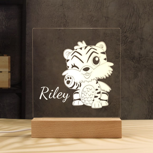 Picture of Tiger Night Light | Personalized It With Your Kid's Name | Best Gifts Idea for Birthday, Thanksgiving, Christmas etc.