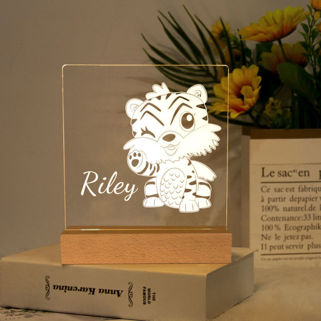 Picture of Tiger Night Light | Personalized It With Your Kid's Name | Best Gifts Idea for Birthday, Thanksgiving, Christmas etc.