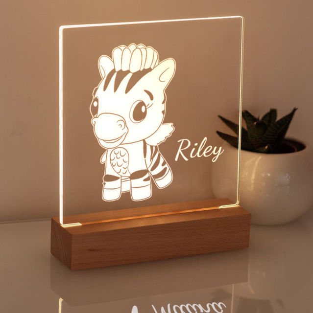 Picture of Zebra Night Light | Personalized It With Your Kid's Name | Best Gifts Idea for Birthday, Thanksgiving, Christmas etc.