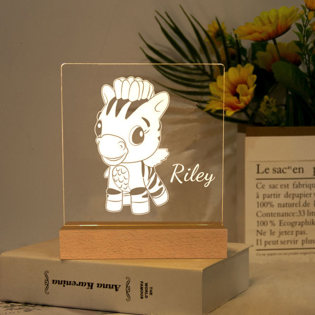 Picture of Zebra Night Light | Personalized It With Your Kid's Name | Best Gifts Idea for Birthday, Thanksgiving, Christmas etc.