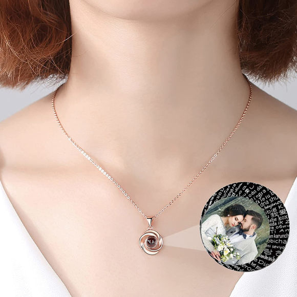 Picture of Personalized Memorial Microscopic Carvings Necklace Sterling Silver - Customize With Any Photo | Custom Photo Necklace in Copper or 925 Sterling Silver