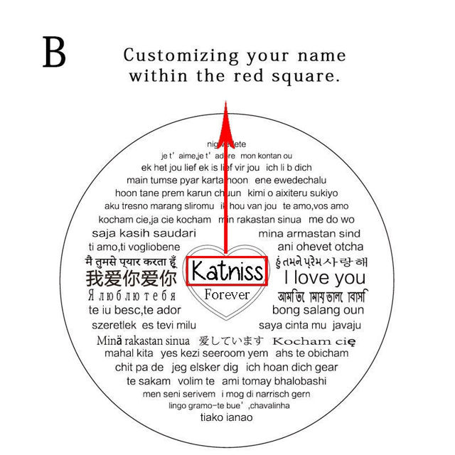 Picture of I Love You 100 Languages Necklace Custom Photo Projection Necklace - Customize With Any Photo | Custom Photo Necklace in Copper or 925 Sterling Silver