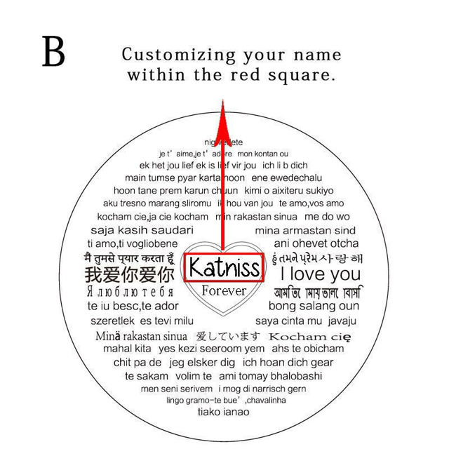 Picture of I Love You Necklace in 100 Languages Projection Necklace Round Heart - Customize With Any Photo | Custom Photo Necklace in Copper