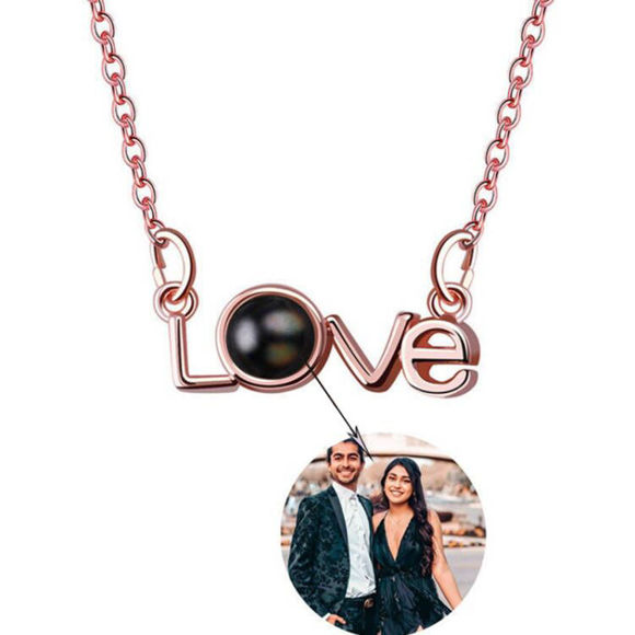 Picture of 100 Languages I Love You Projection Photo Pendant Necklace  - Customize With Any Photo | Custom Photo Necklace in Copper