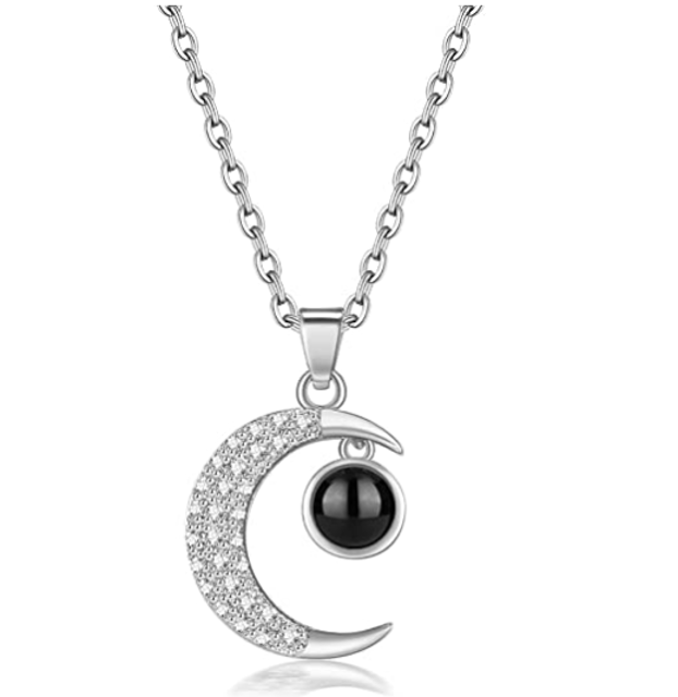 Picture of Magic Moon Ward Pendant Charm Projection Necklace  - Customize With Any Photo | Custom Photo Necklace in Copper