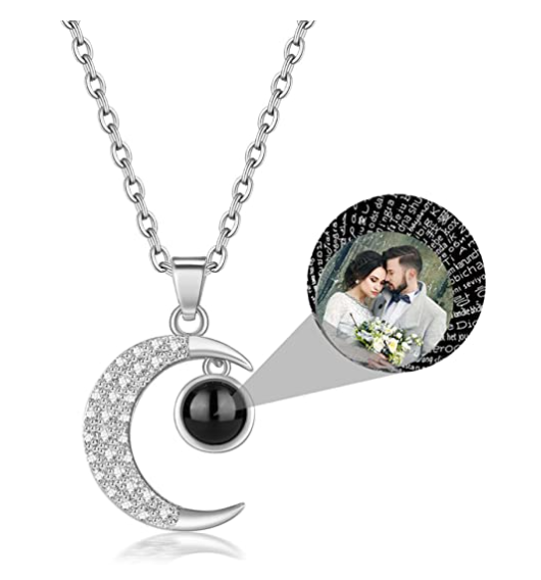 Picture of Magic Moon Ward Pendant Charm Projection Necklace  - Customize With Any Photo | Custom Photo Necklace in Copper