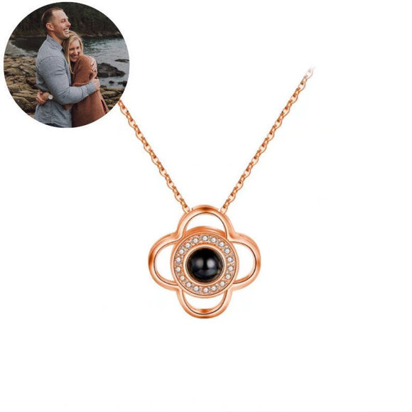 Picture of Personalized Projection Picture Clover Necklace Jewelry Gift For Her - Customize With Any Photo | Custom Photo Necklace in Copper