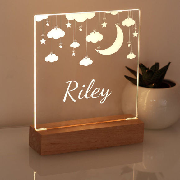 Picture of Hanging Moon Cloud Night Light | Personalized It With Your Kid's Name | Best Gifts Idea for Birthday, Thanksgiving, Christmas etc.