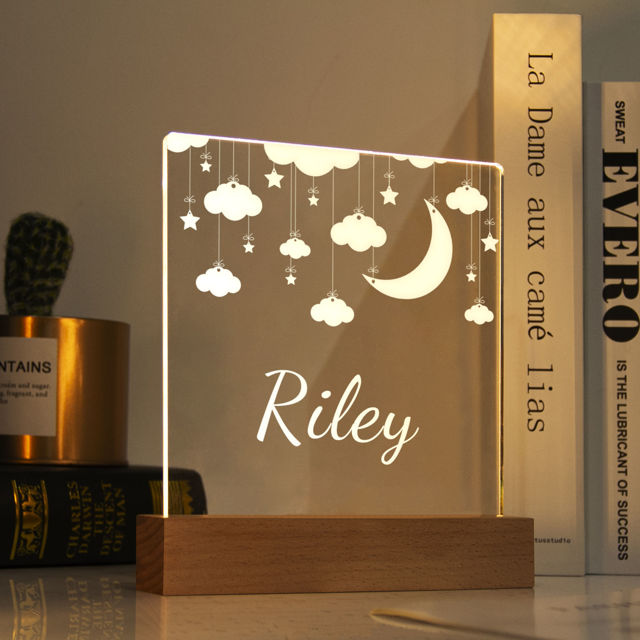 Picture of Hanging Moon Cloud Night Light | Personalized It With Your Kid's Name | Best Gifts Idea for Birthday, Thanksgiving, Christmas etc.